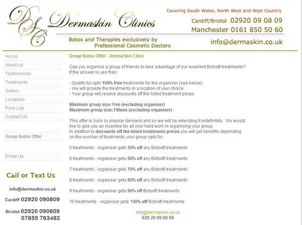 Dermaskin Clinics - Free Botox Group Party Offer